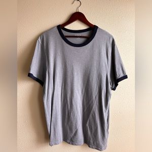 J Crew Ringer Tee - Navy Blue and Steel Blue - Size L